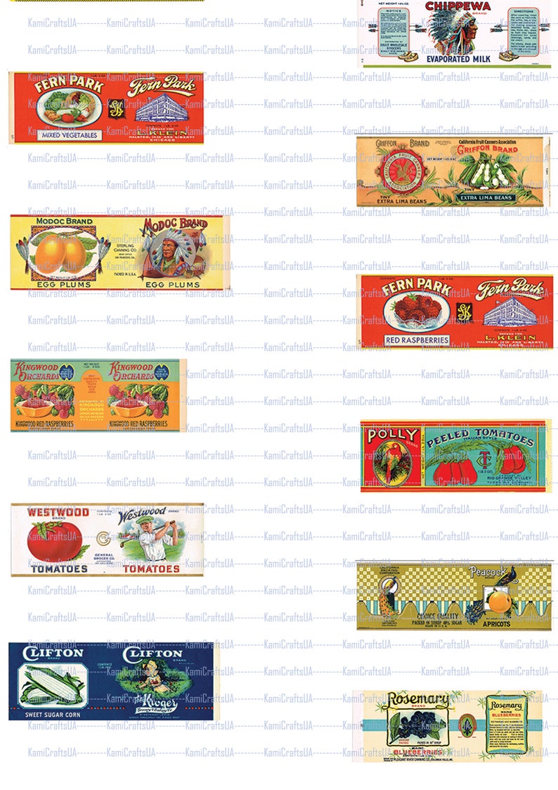 60 Printable Miniature Canned Food 1920-1940 for Miniature Dollhouse 1: ...