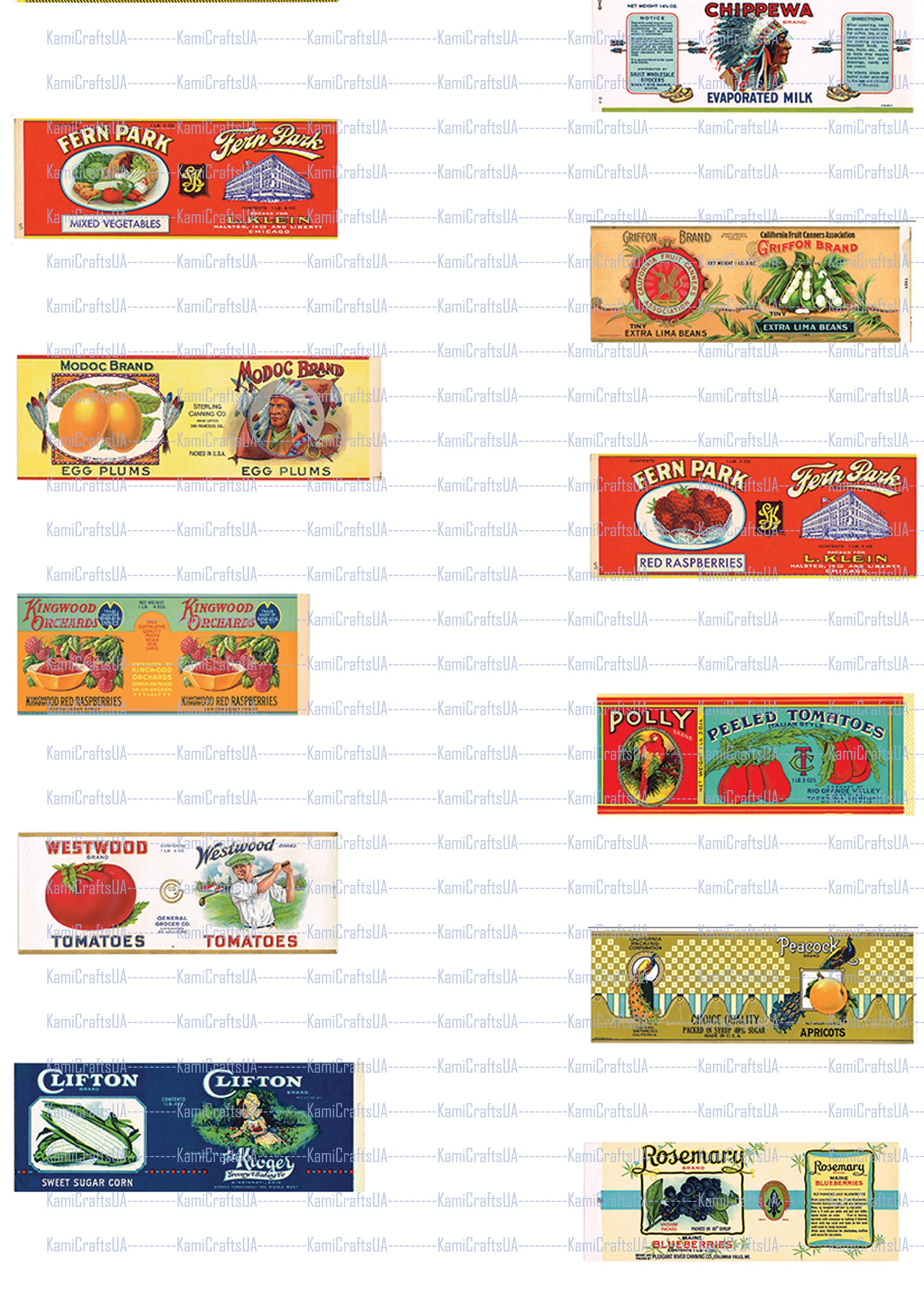 60 Printable Miniature Canned Food 1920-1940 for Miniature Dollhouse 1: ...