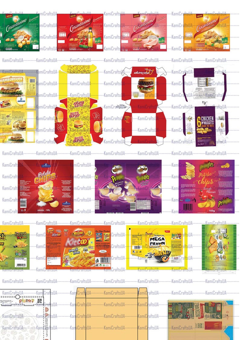 50 Printable Miniature Food Packaging for Miniature Dollhouse 1:12 ...