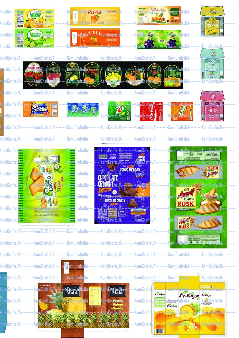 60 Printable Miniature Food Packaging for Miniature Dollhouse - Etsy