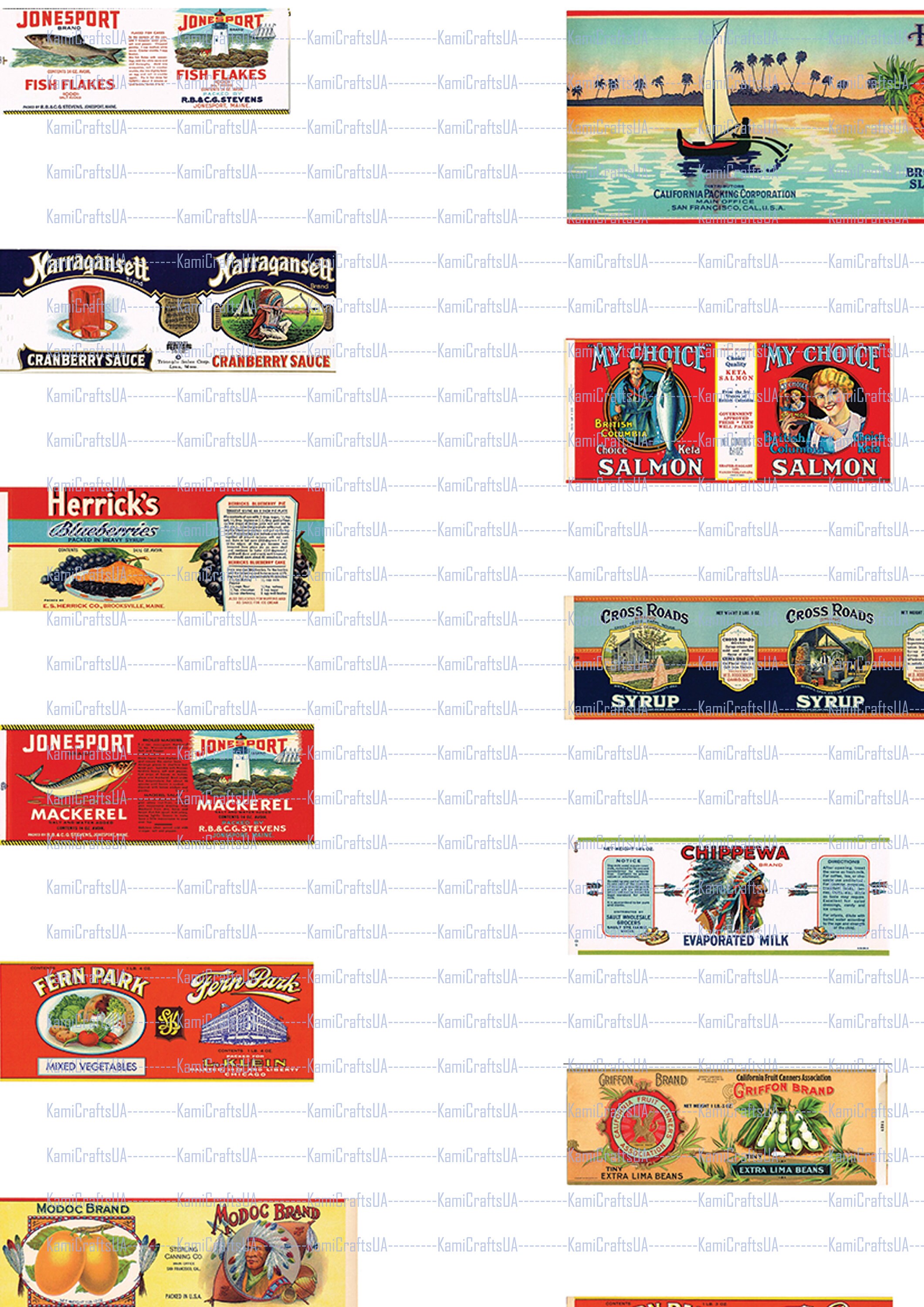 60 Printable Miniature Canned Food 1920-1940 for Miniature Dollhouse 1: ...