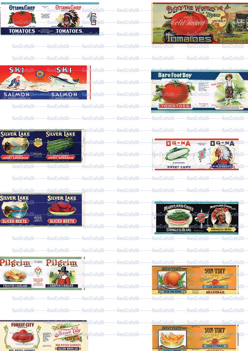 60 Printable Miniature Canned Food 1920-1940 for Miniature Dollhouse 1: ...