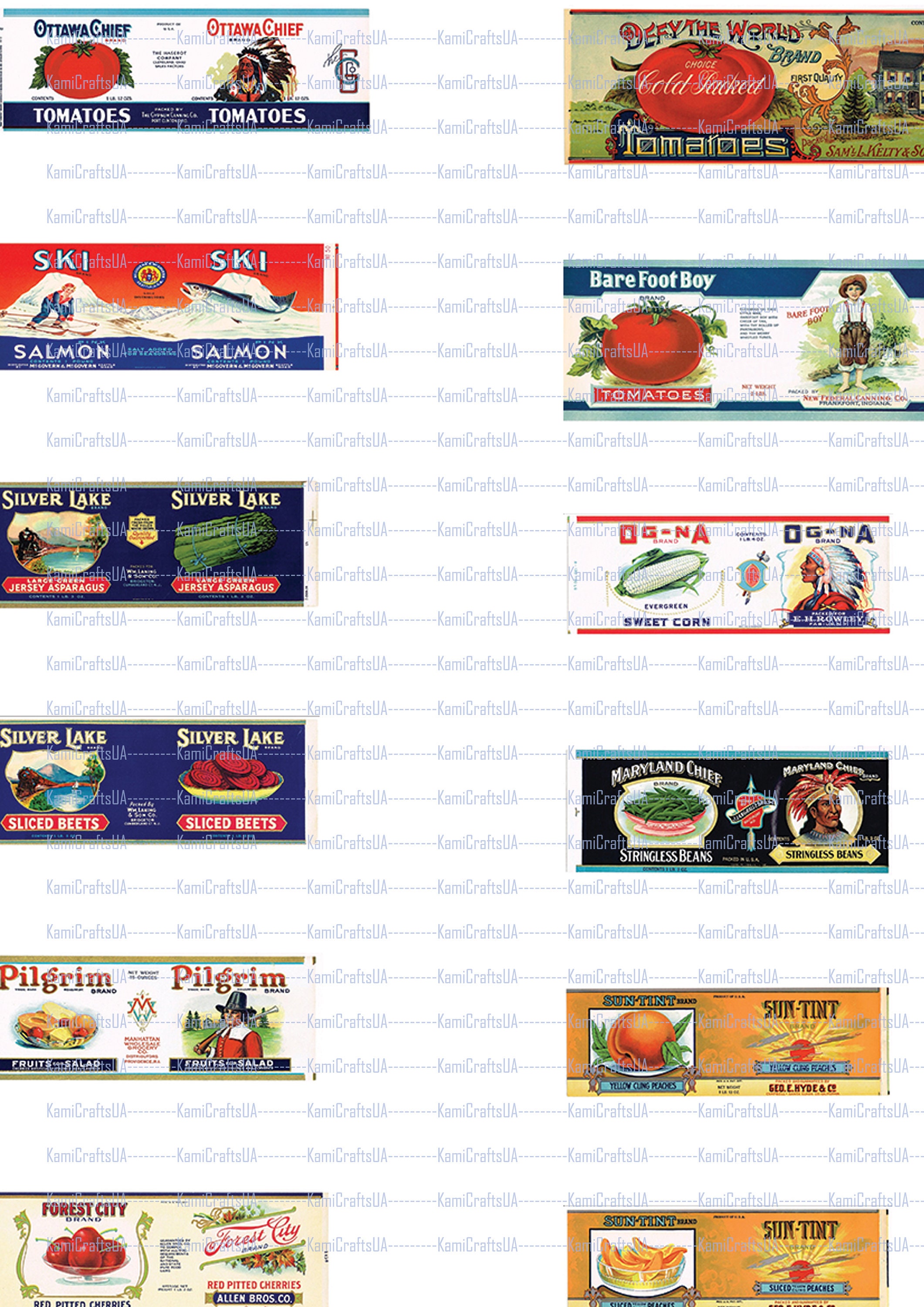60 Printable Miniature Canned Food 1920-1940 for Miniature Dollhouse 1: ...