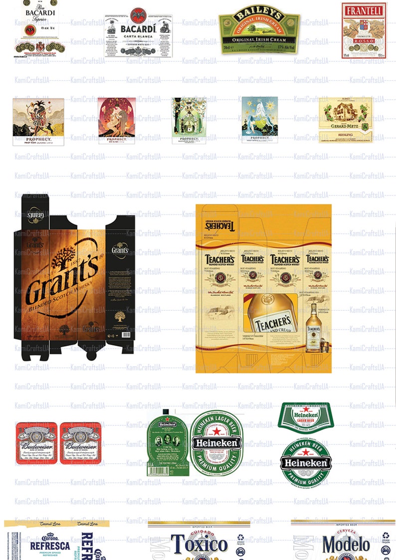 Printable Miniature Packaging Wine Champagne Beer Labels for - Etsy