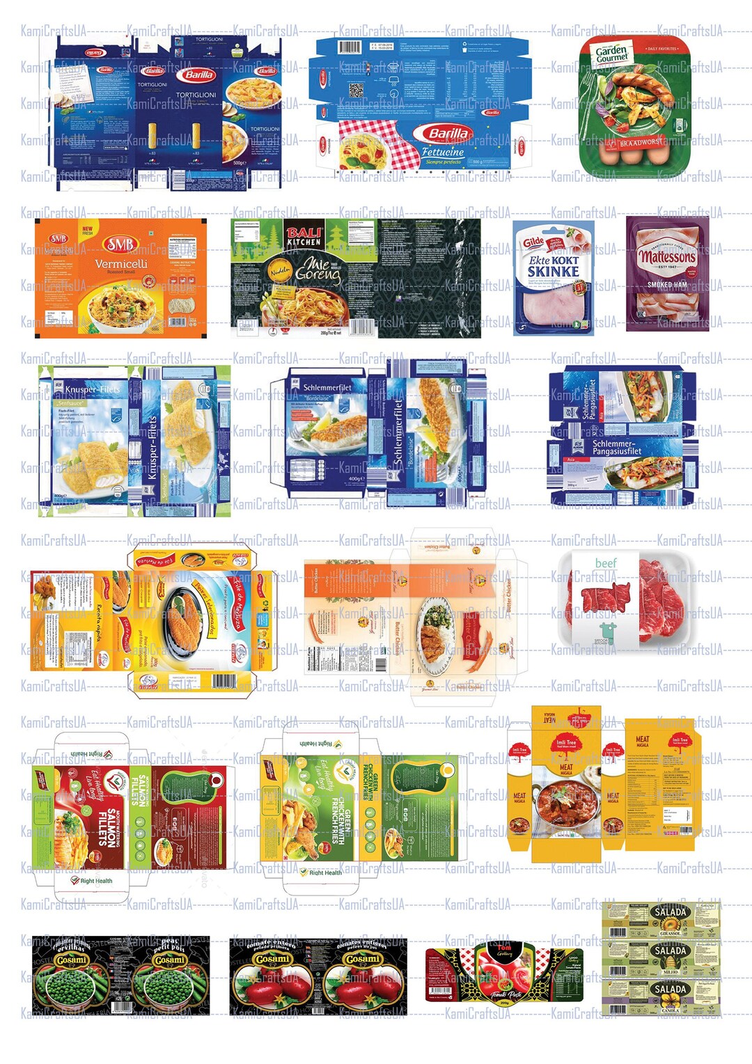 Printable Miniature Food Packaging for Miniature Dollhouse 1:6 Scale ...