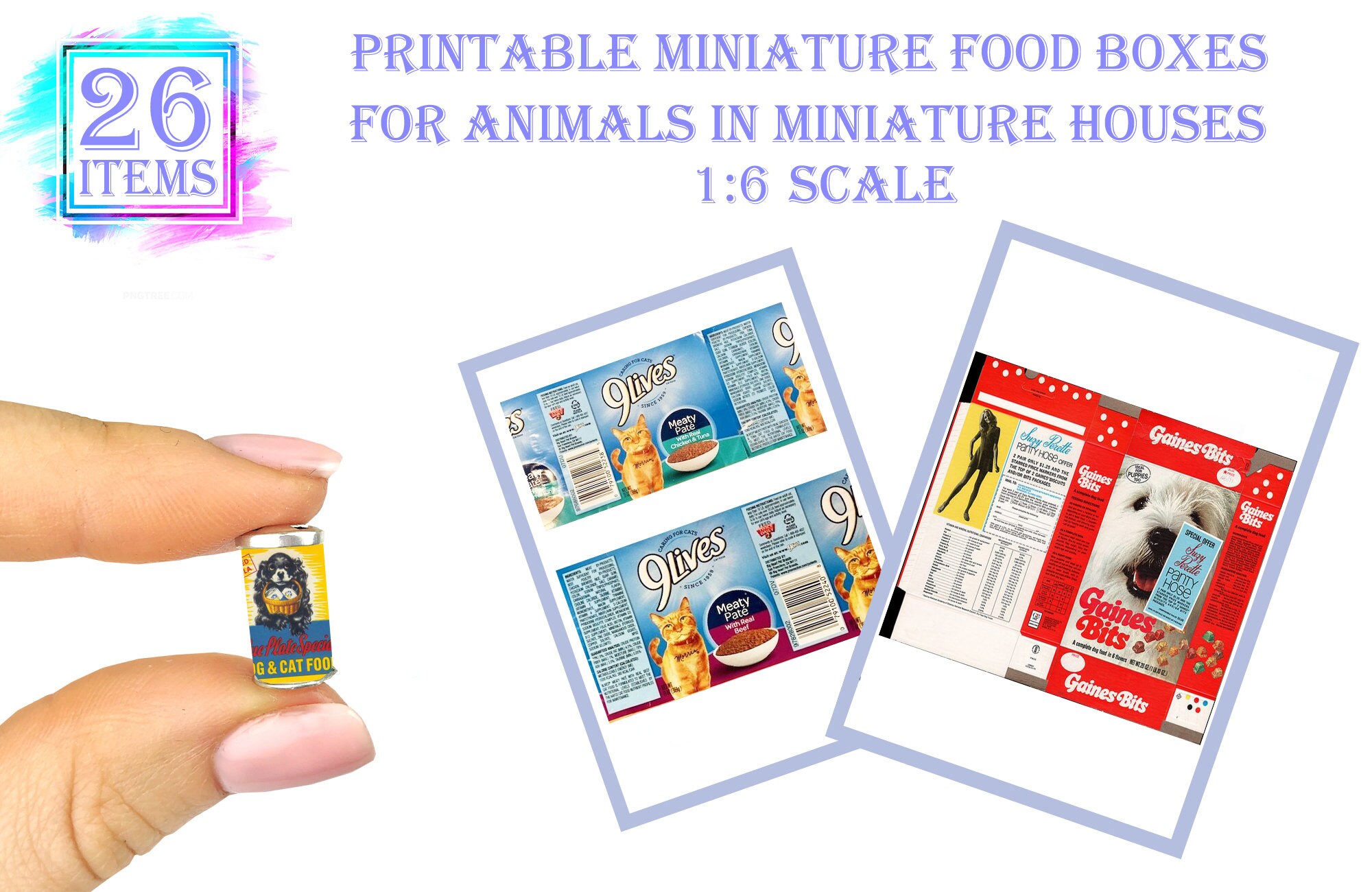 Printable Miniature Pet Food Packaging for Miniature Dollhouse 1:6 ...