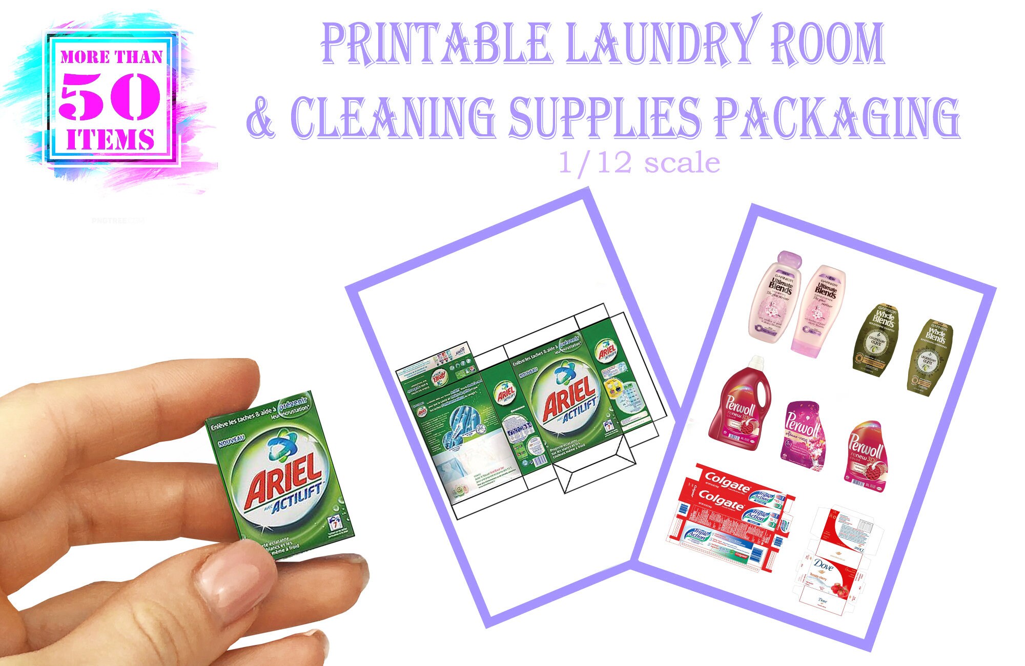 50 Printable Miniature Cleaning Supplies for Miniature Dollhouse 112