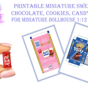 65 Printable Miniature Candy Bar Packagings for Miniature Dollhouse 1:12 Scale Printable ...