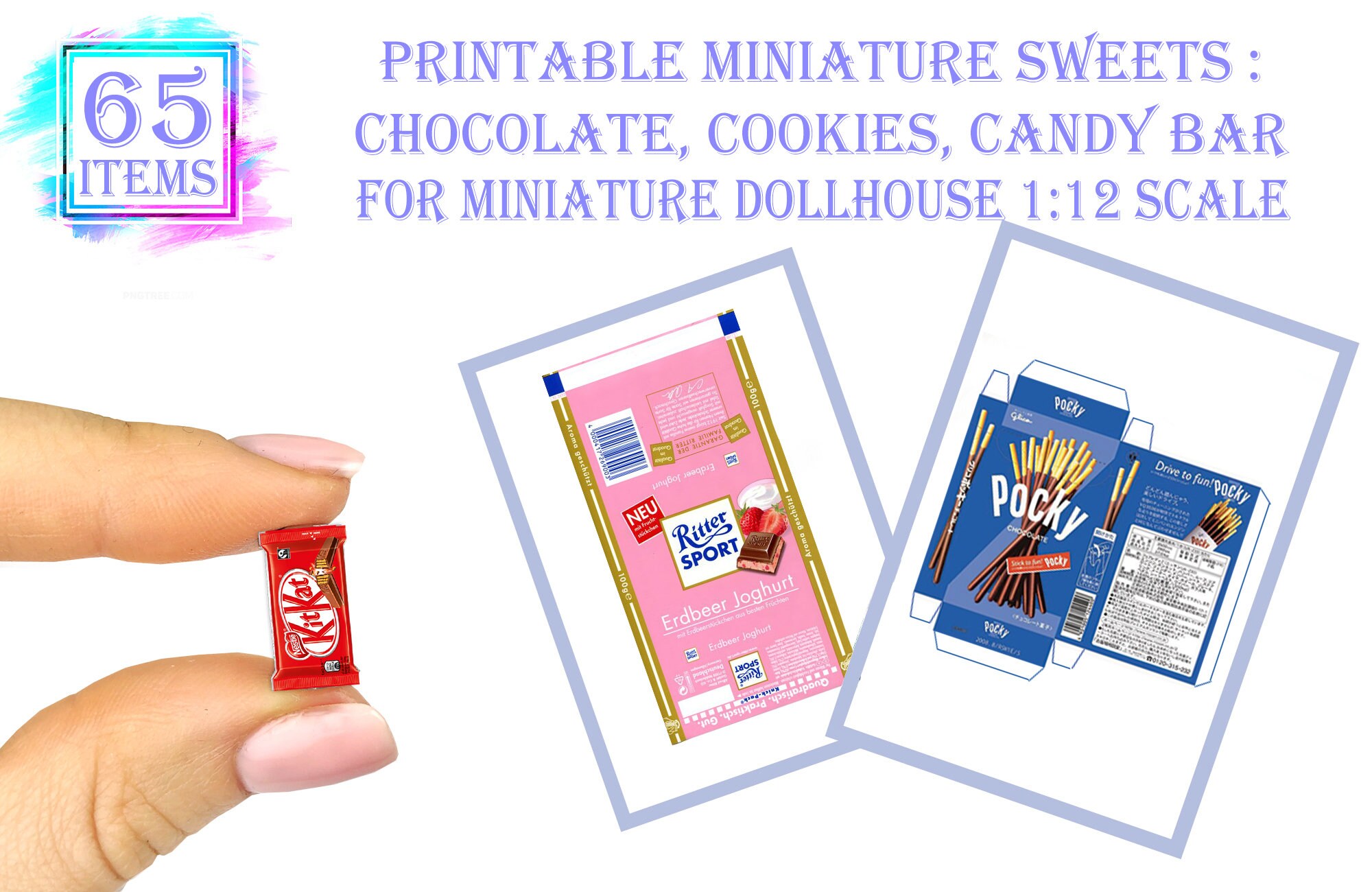 65 Printable Miniature Candy Bar Packagings for Miniature Dollhouse 1:12 scale Printable ...