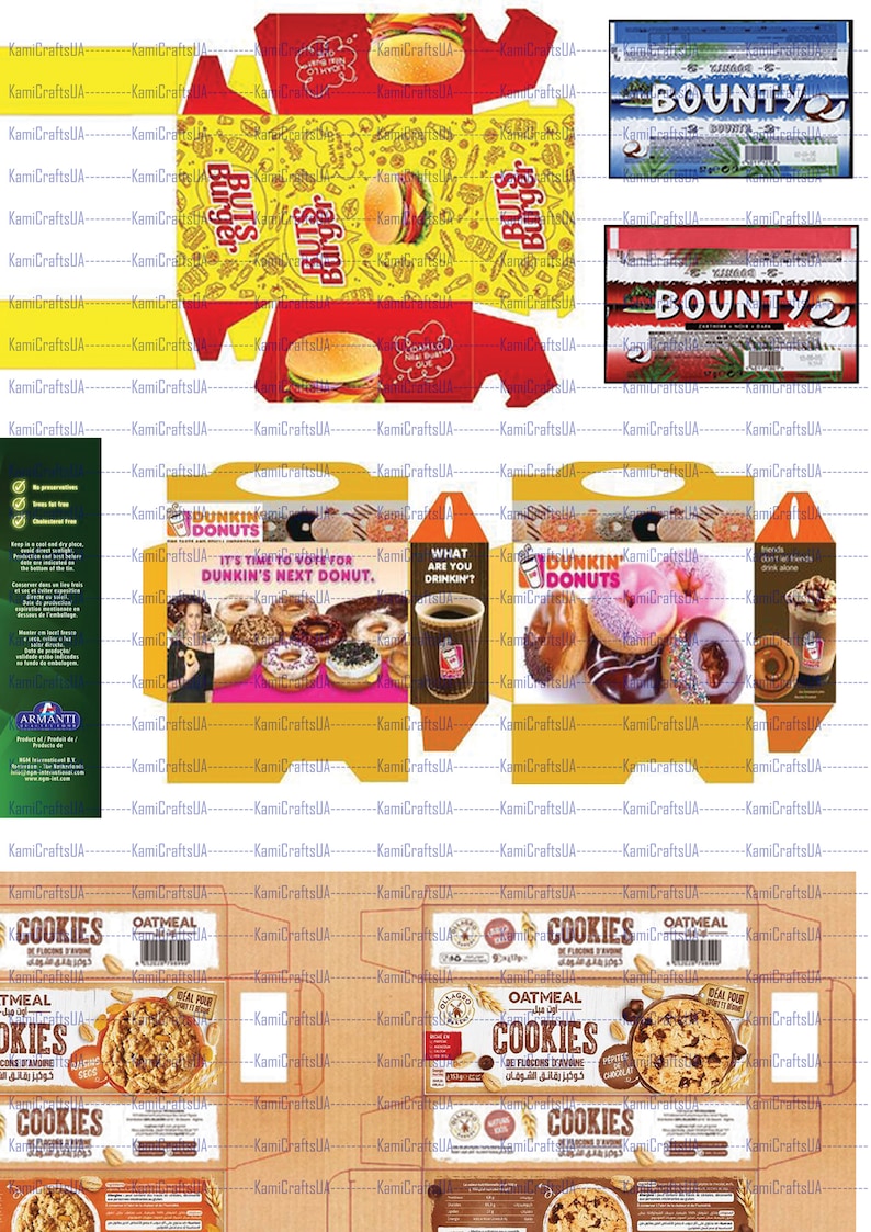 Printable Miniature Food Packaging for Miniature Dollhouse 1:6 Scale ...