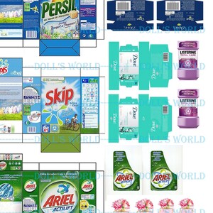 Miniature Laundry Room &amp; Cleaning Supplies Packaging for Miniature ...