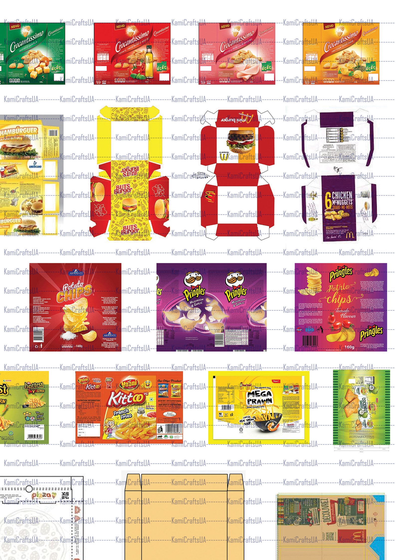 50 Printable Miniature Food Packaging for Miniature Dollhouse 1:12 Scale Miniature Fast Food and ...
