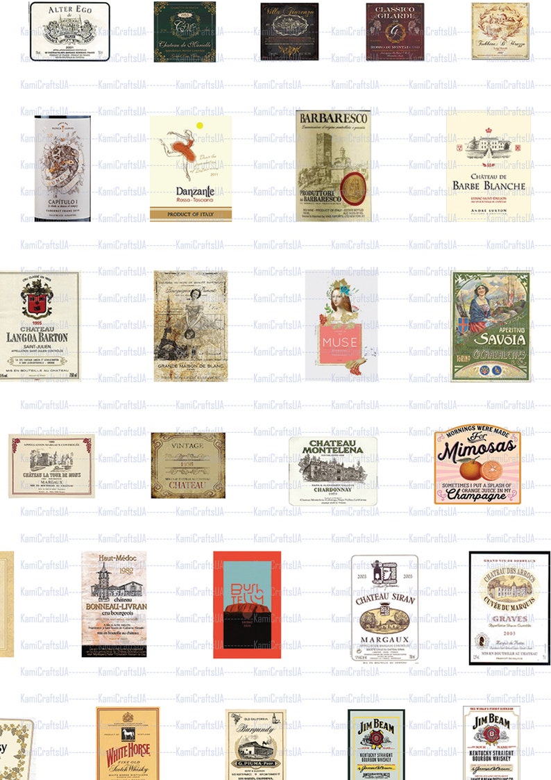 Printable Miniature Packaging Wine, Champagne, Beer Labels for ...