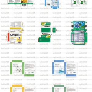 55 Printable Miniature Medicines for Dollhouse 1:12 Scale | Miniature ...