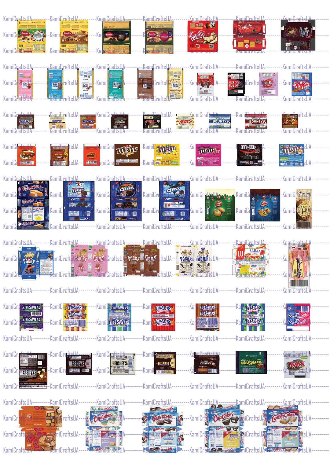 65 Printable Miniature Candy Bar Packagings for Miniature Dollhouse 1:12 Scale Printable ...