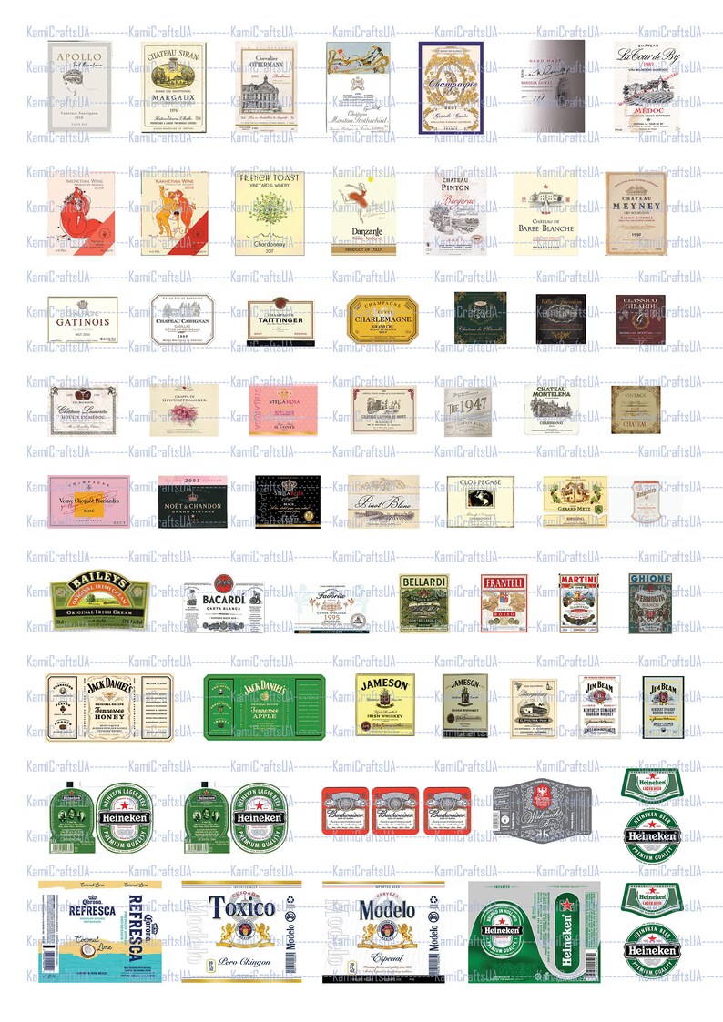 Printable Miniature Packaging Wine, Champagne, Beer Labels for ...