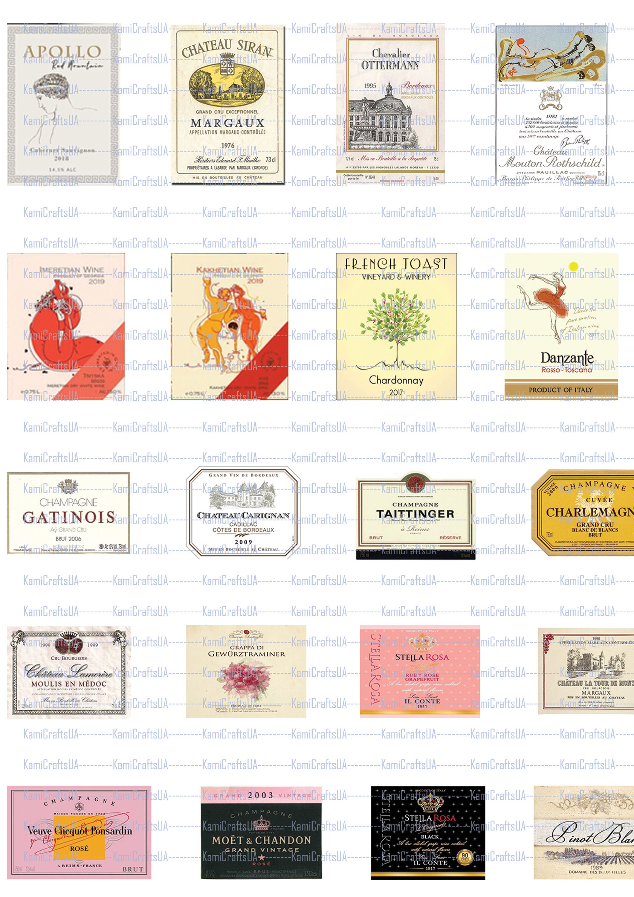 Printable Miniature Packaging Wine, Champagne, Beer Labels for ...