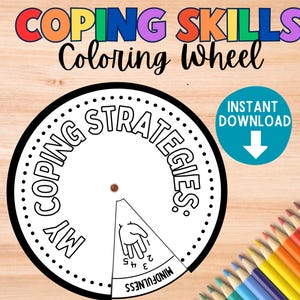 Coping Skills Wheel Coloring Craft for Kids | Emotion Regulation Worksheet | Art Play Therapy | School Social Work | CBT Counseling Tools