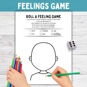 Feelings Therapy Game for Kids, Dice Emotions Activity, SEL Classroom Lesson, Social Skills Group, Counseling Worksheet, Mental Health Tools