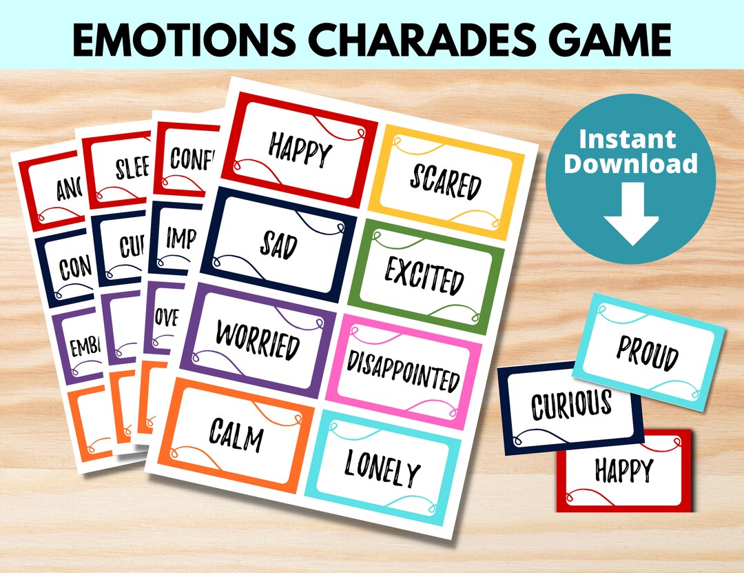 Emotions Feelings Charades Game For Kids And Teens Classroom SEL Activity Therapy Game Etsy