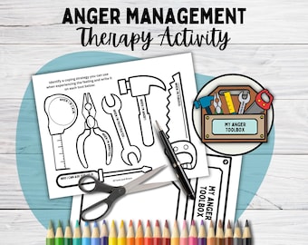 Anger Management Toolbox Worksheet for Kids, Art Play Therapy Coloring Craft, School Social Work, Emotional Regulation, Managing Feelings