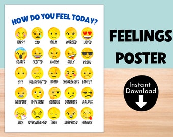 Emotions Feelings Poster for Kids and Teens | Feelings Chart | Emotional Regulation