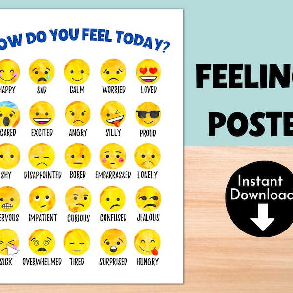 Emotions Feelings Poster for Kids and Teens | Feelings Chart | Emotional Regulation