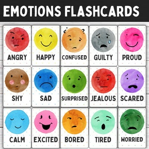 Flashcard sulle emozioni per bambini/Flashcard sui sentimenti dei bambini/Attività prescolari/Grafico dei sentimenti/Assistenza sociale scolastica/Strumenti di terapia del gioco
