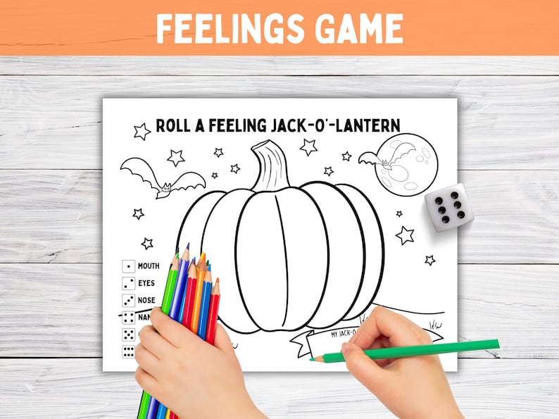 Halloween Feelings Therapy Game for Kids, Dice Emotions Activity, Fall ...