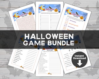 Paquete de juegos de Halloween imprimible / Juego de fiesta / Búsqueda de palabras Scramble / Actividad familiar en el aula