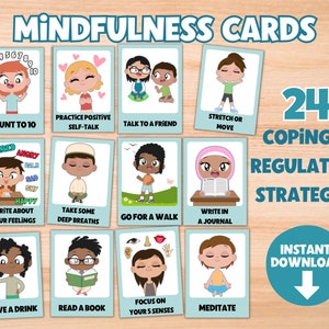 Mindfulness Coping Skills Cards for Kids Printable | Calm Corner | Social Work | Regulation Strategies | Play Therapy