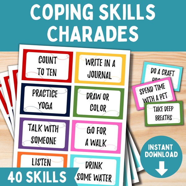 Coping Skills Charades Game for Kids and Teens | Classroom SEL Activity | Therapy Game | Emotion Regulation Social Skills |