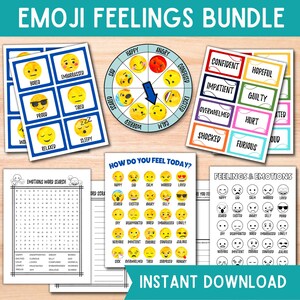 Mental Health Worksheets BUNDLE for Kids | Feelings Wheel Chart and Poster | Social Work | Emotional Regulation | Play Therapy