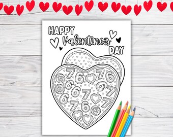 Six Seven 67 Valentine's Day Coloring Page for Kids, Printable Valentine Card to Color, Valentines Art Craft Activity for Kids and Teens
