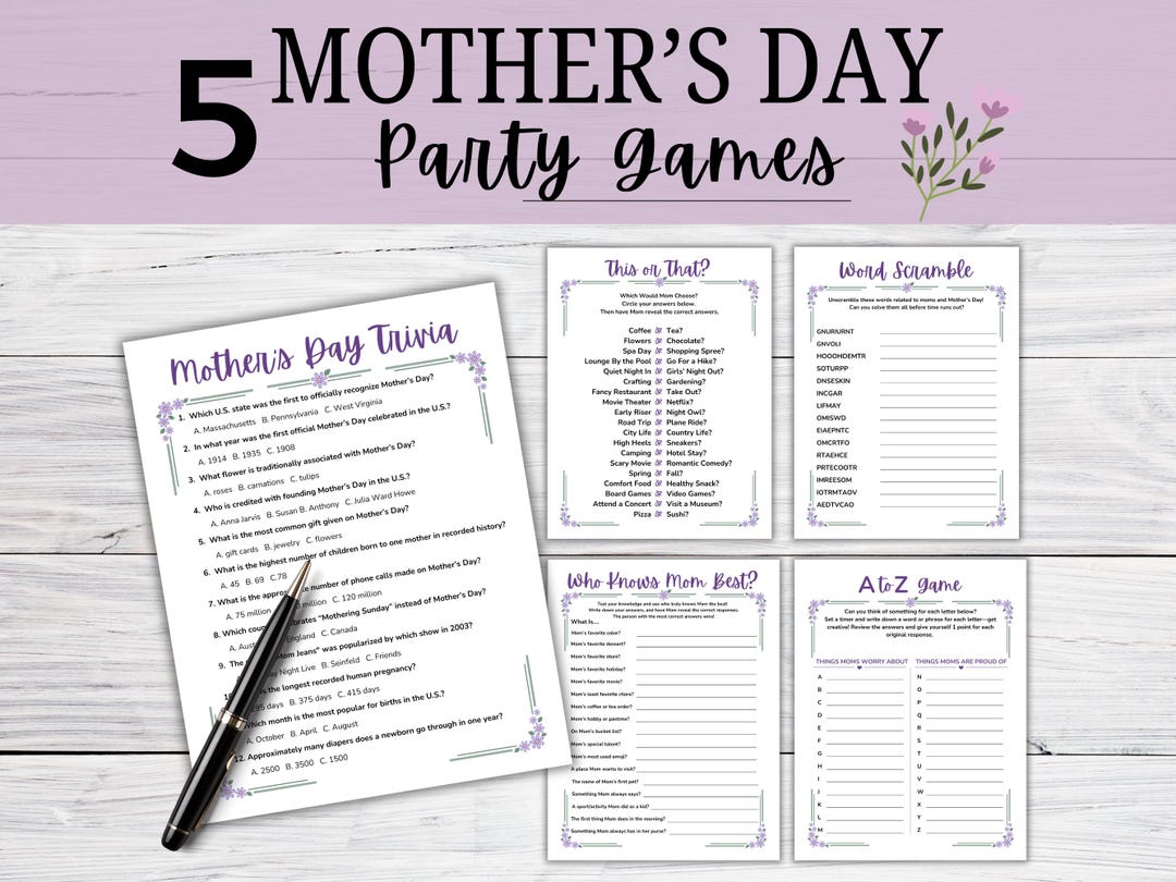 Mother's Day Games Bundle, Printable Game for Mothers Day or Mom's ...