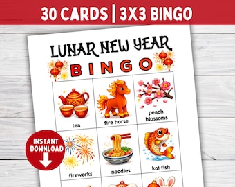 Lunar New Year BINGO Cards, Chinese New Year Preschool Activities, PreK Kindergarten Classroom Activity, Year of Horse Party Games for Kids