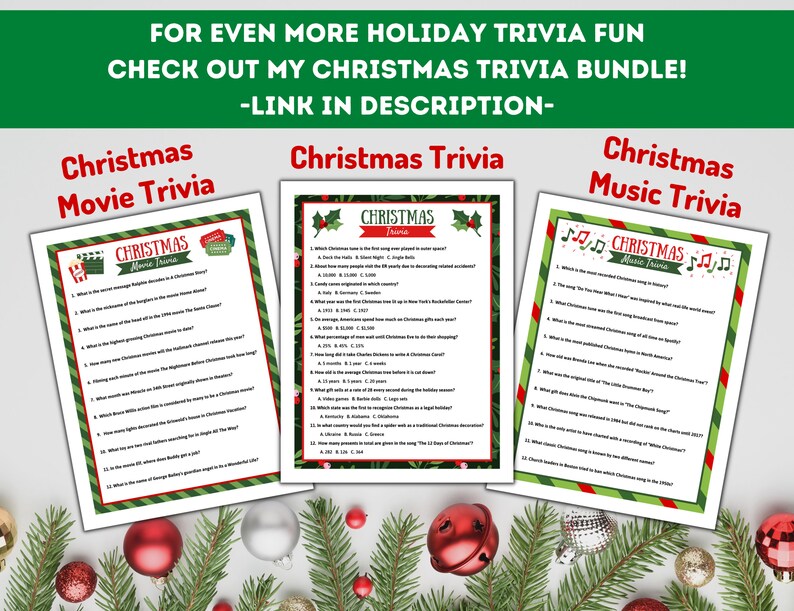 Christmas Movie Trivia Game With Answer Key Printable Office Etsy UK