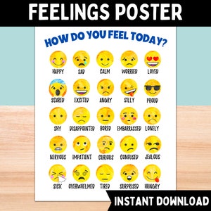 Emoties gevoelens poster voor kinderen en tieners | Gevoelensgrafiek | Emotionele regulatie