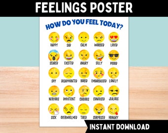 Emotions Feelings Poster for Kids and Teens | Feelings Chart | Emotional Regulation