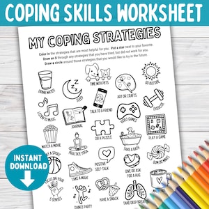 Coping Skills Worksheet for Kids | Art Play Therapy Coloring Sheet | School Social Work |  Regulation Strategies for SEL, Anger Management