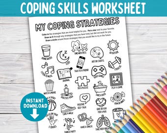 Coping Skills Worksheet for Kids | Art Play Therapy Coloring Sheet | School Social Work |  Regulation Strategies for SEL, Anger Management