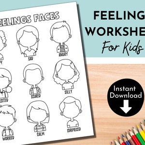 Feelings Coloring Page Therapy Worksheet | Emotions Printable for Kids | Play Therapy | Social Work | Emotional Learning | Social Skills