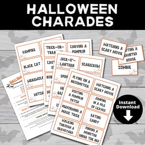 Halloween Charades Printable | Halloween Party Game | Family Game Night | Kids and Teens | Drawing Game
