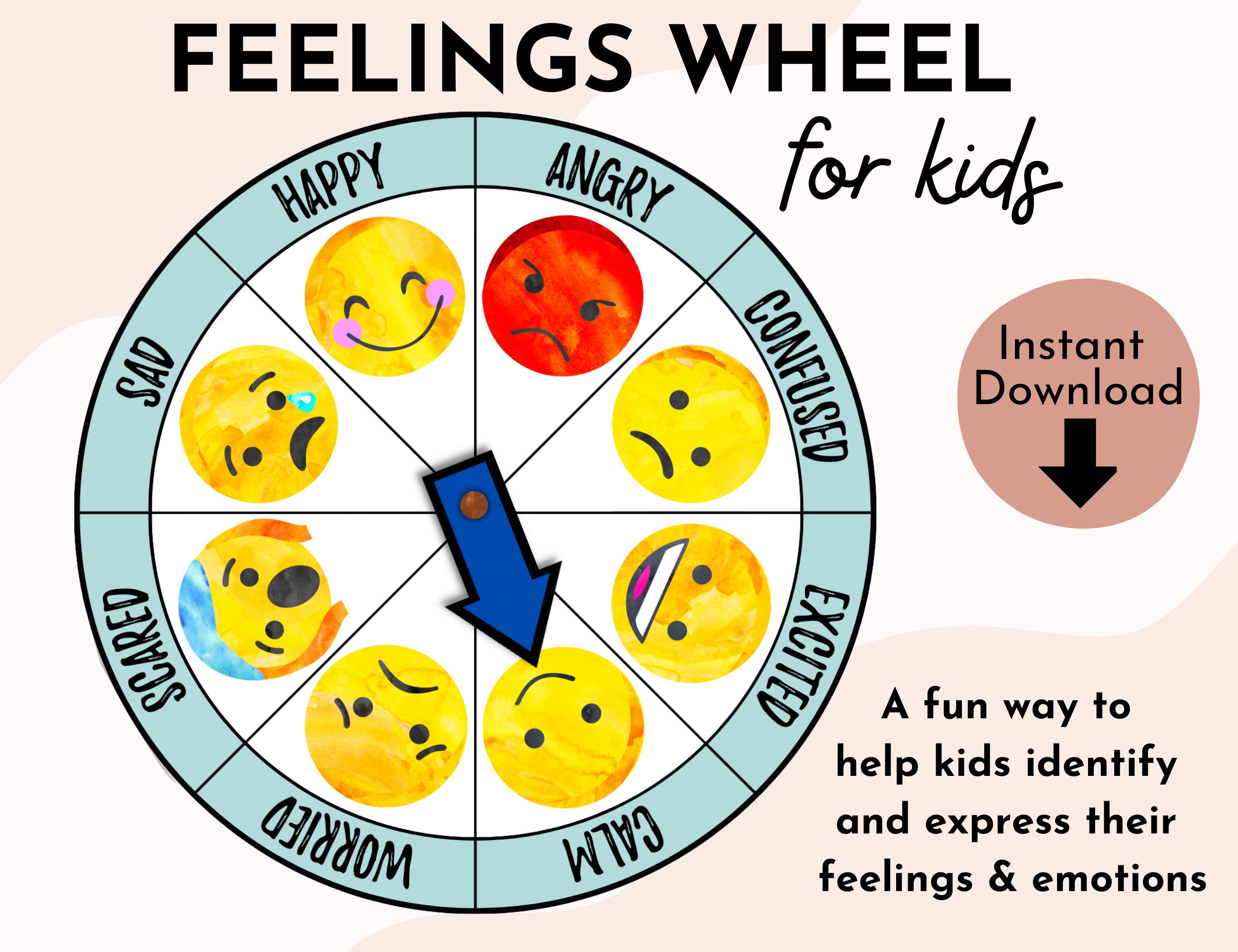 Emotions Feelings Wheel for Kids and Teens Feelings Chart Emotional