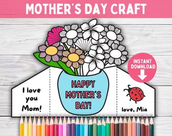 Mothers Day Coloring Card Printable | Mother's Day Craft for Kids | Gift for Mom or Step Mom Gift from Kids | Preschool Classroom Activity