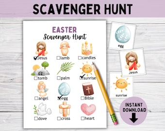 Christian Preschool Easter Scavenger Hunt, PSR Religious Education Activities, Sunday School Activity for Kids, Toddler Classroom Games