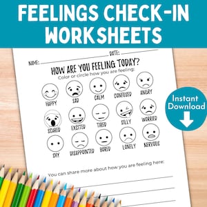 Emotions and Feelings Coloring Page | Feelings Check-in | Feelings Therapy Worksheet | School Counseling Tool