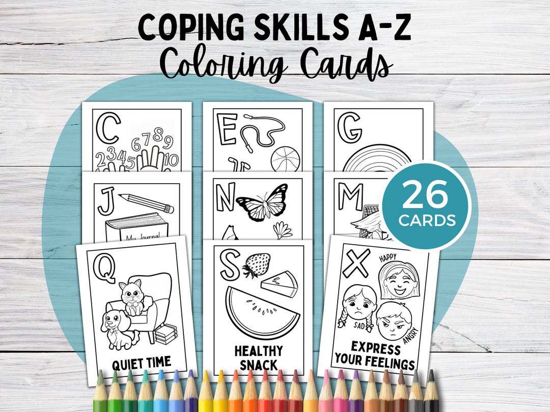 Coping Skills Coloring Cards for Kids, Calm Corner Tools, Art Play ...