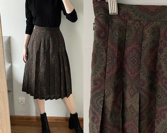 Vintage Precis Wool Pleated High Waist Skirt