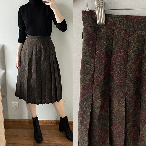 Vintage Precis Wool Pleated High Waist Skirt